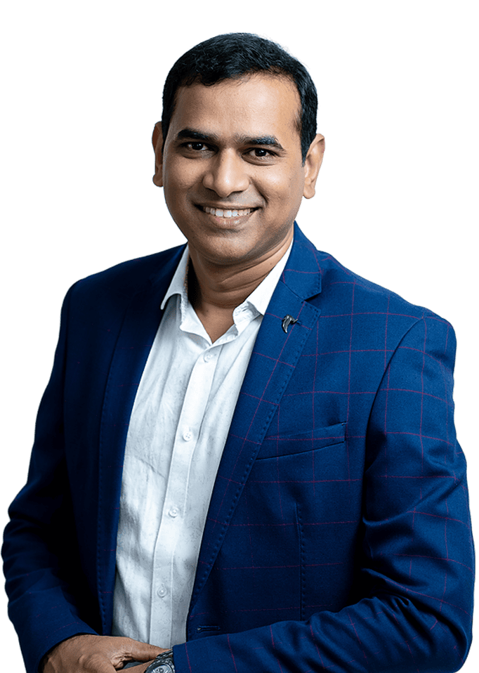 Raja Pantham, business growth consultant and speaker, on stage